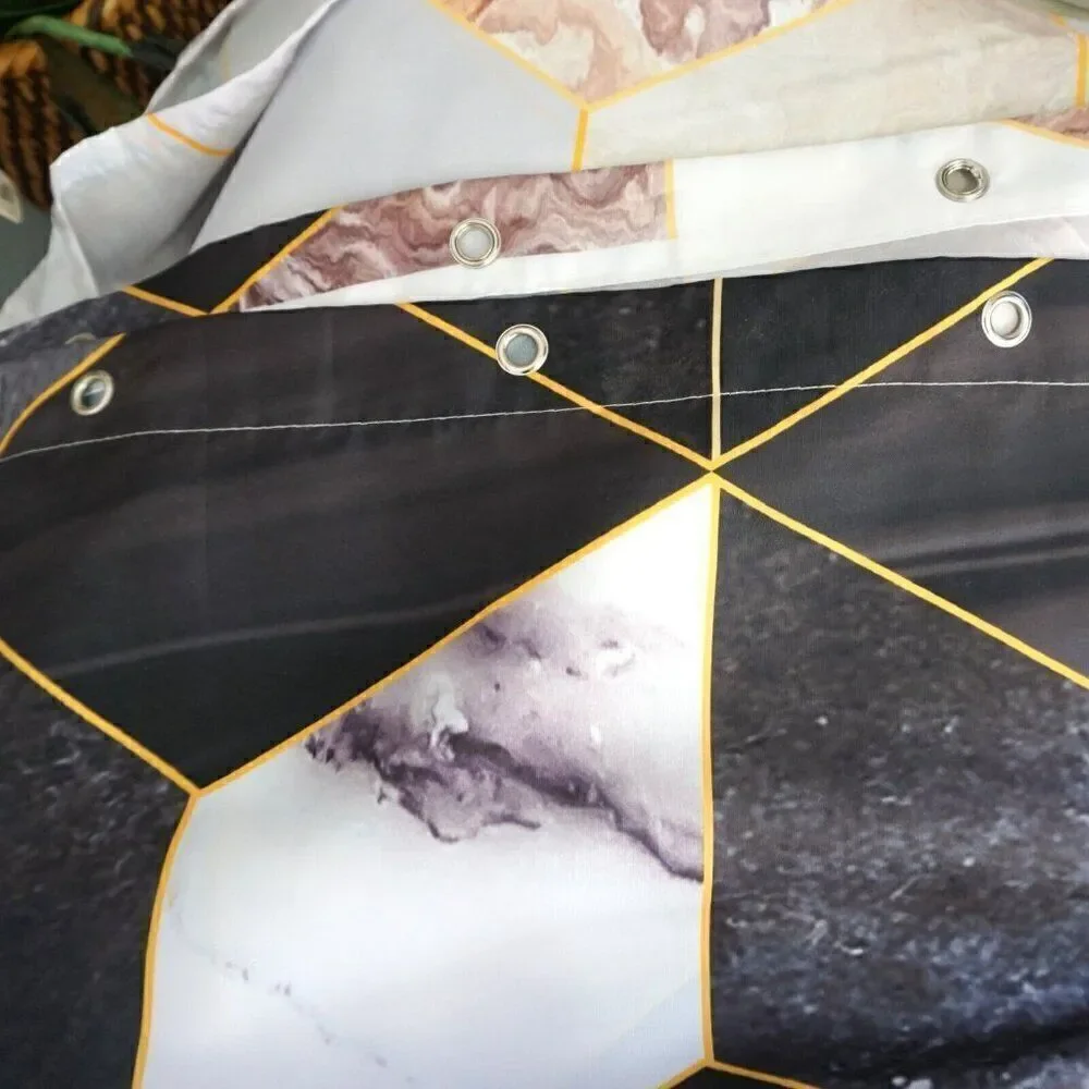 Bathroom Shower Curtain Abstract Modern Geometric Marble
